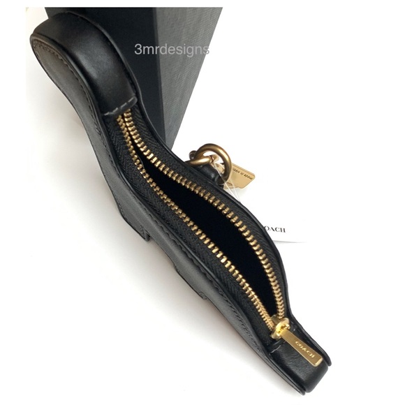 NWT COACH DINO Soft Black Glovetanned Leather With Brass Coin Purse/Keychain - Picture 11 of 11